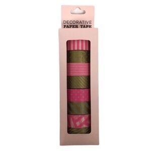 ELUM DESIGNS Washi Paper Tape Decorative Pink Gold 8 Rolls Scrapbooking Planner
